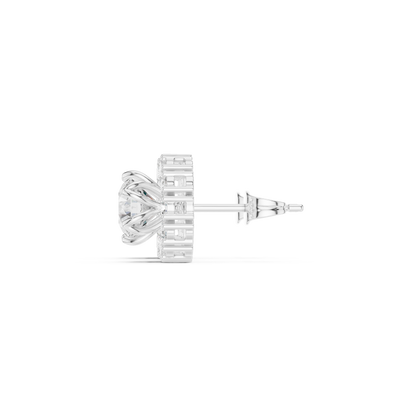 Calisse Round Diamond Petal Halo Studs