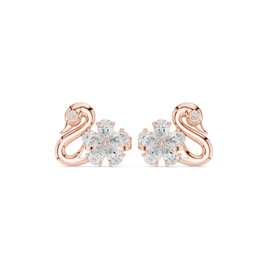 Swan-Inspired Floral Diamond Studs