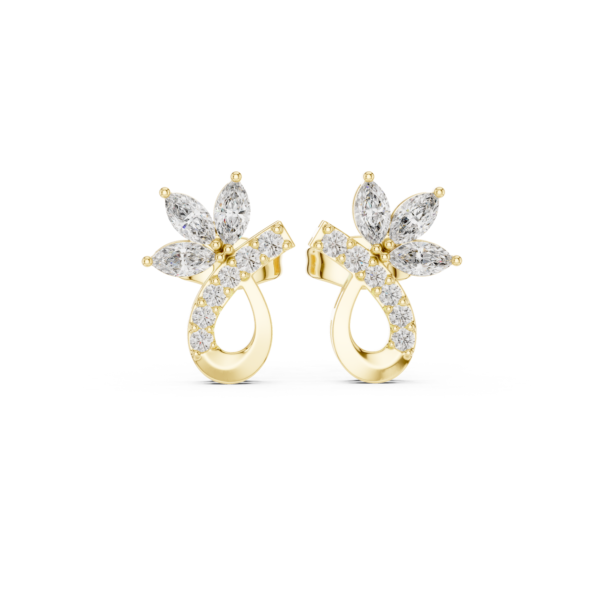 Elvaria Floral Teardrop Diamond Stud