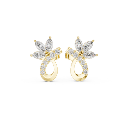 Elvaria Floral Teardrop Diamond Stud
