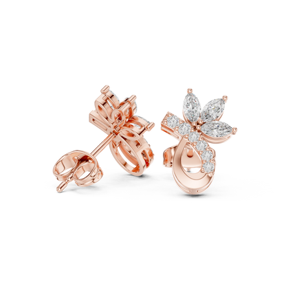 Elvaria Floral Teardrop Diamond Stud