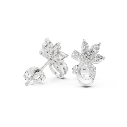 Elvaria Floral Teardrop Diamond Stud