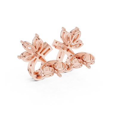 Elvaria Floral Teardrop Diamond Stud