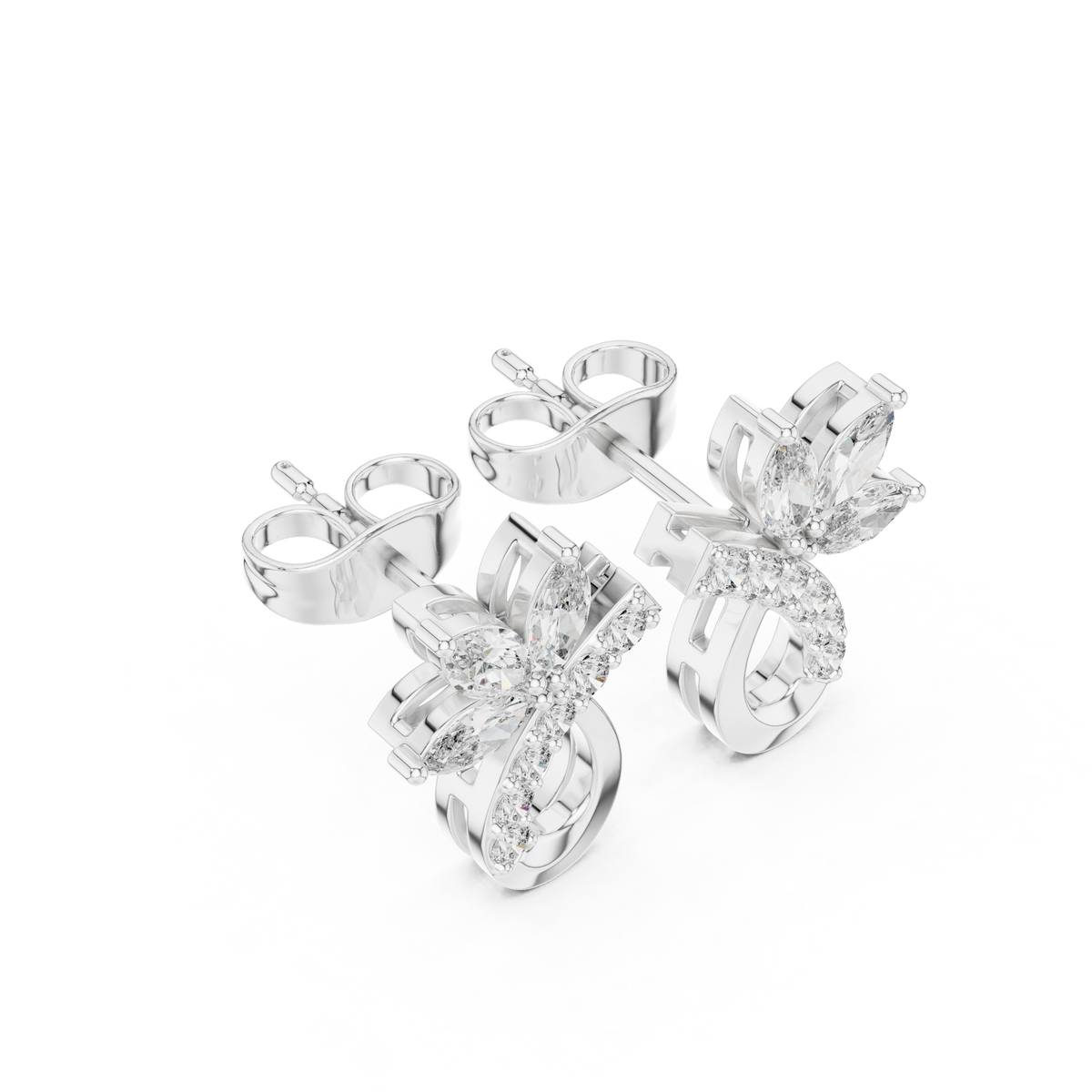 Elvaria Floral Teardrop Diamond Stud