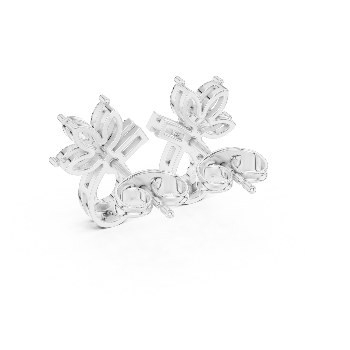 Elvaria Floral Teardrop Diamond Stud