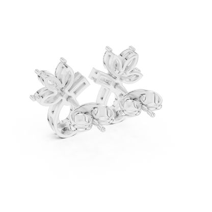 Elvaria Floral Teardrop Diamond Stud