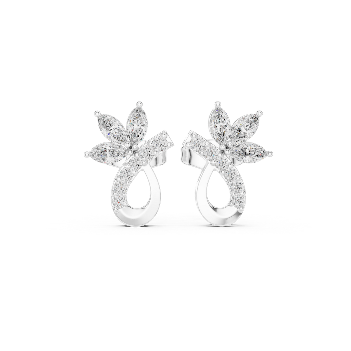 Elvaria Floral Teardrop Diamond Stud