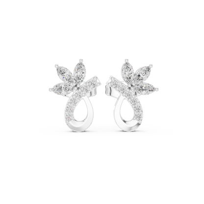 Elvaria Floral Teardrop Diamond Stud