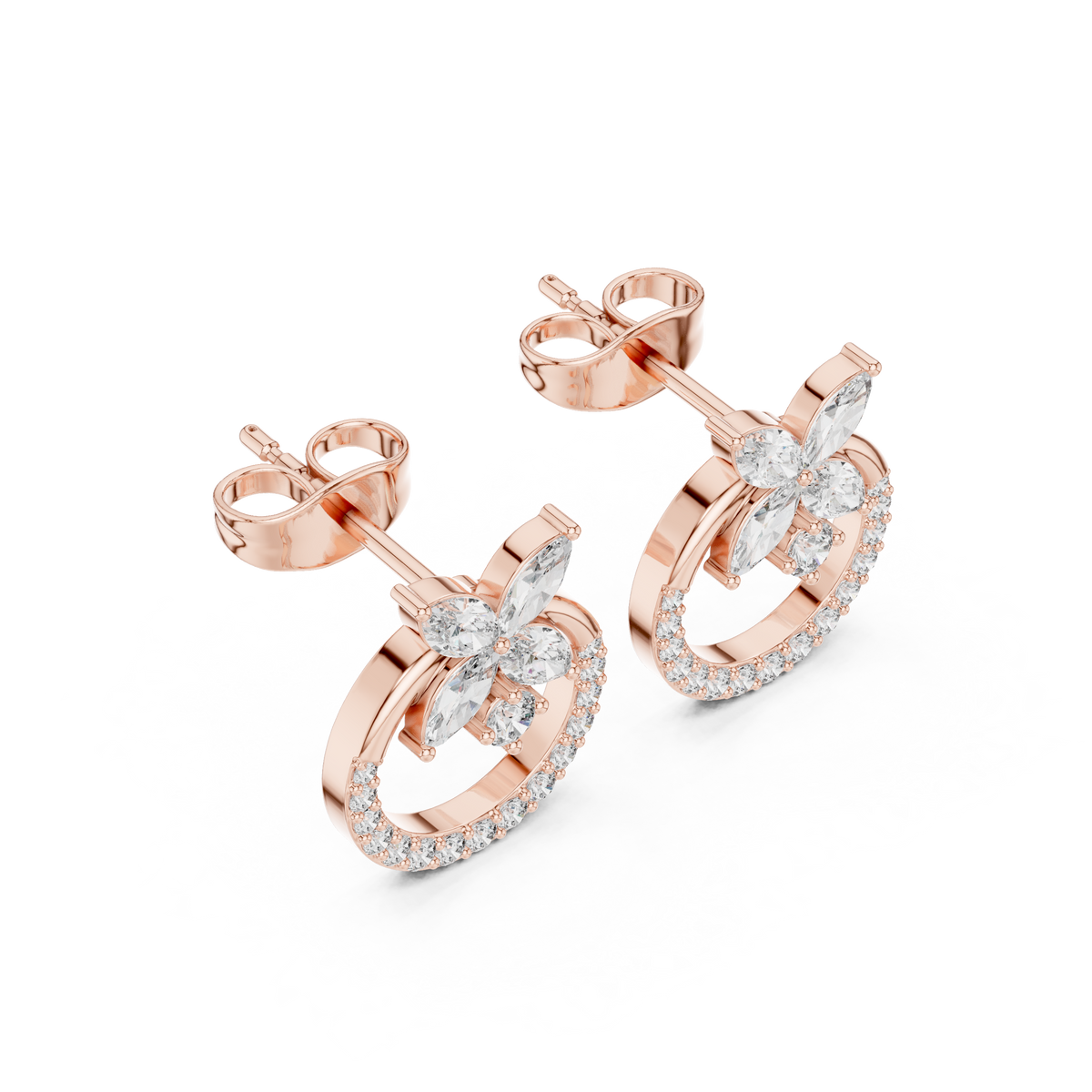 Zelvara Floral Circle Diamond Studs