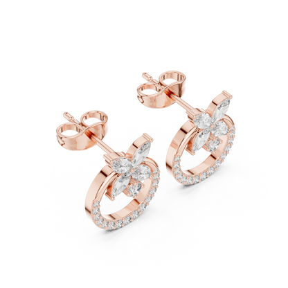 Zelvara Floral Circle Diamond Studs