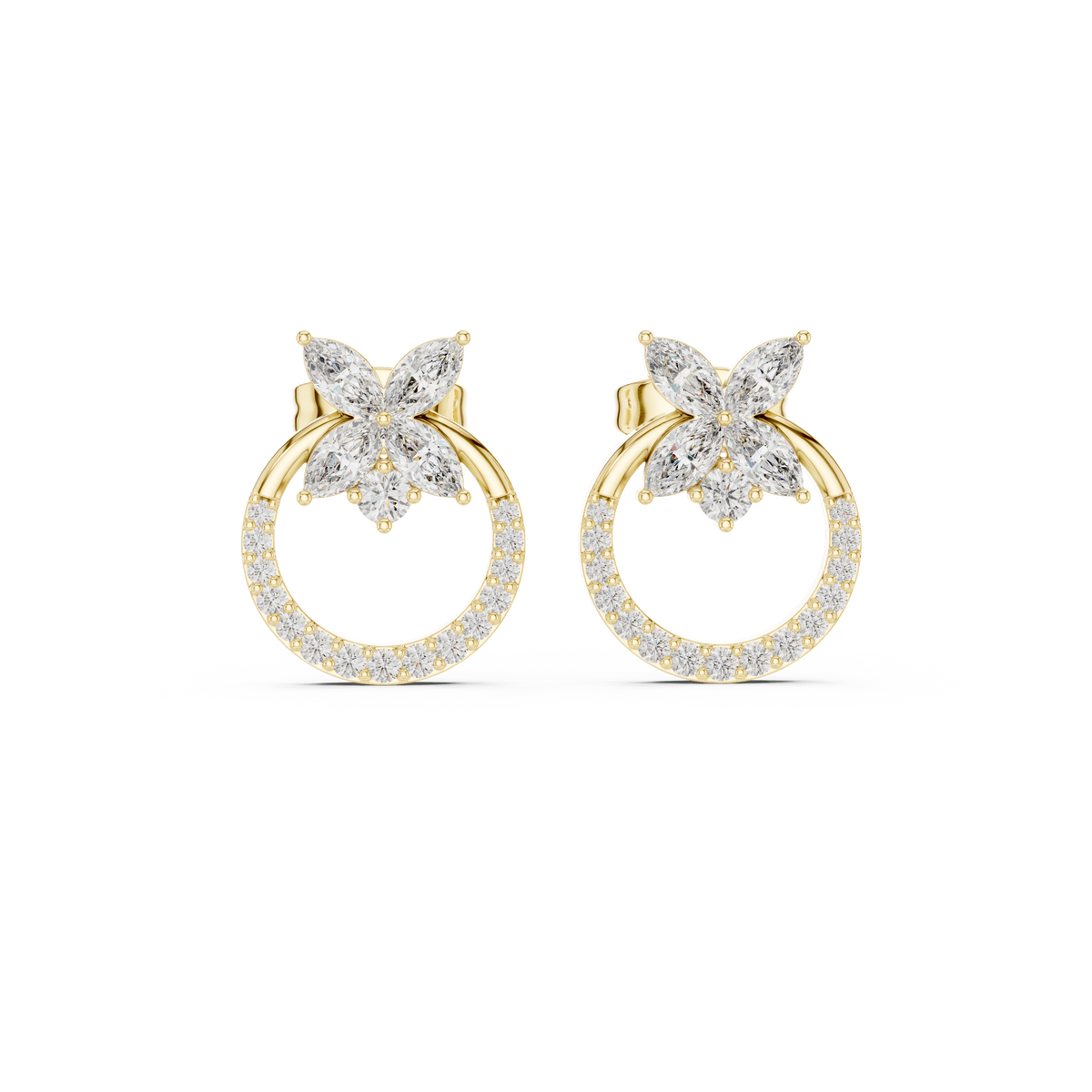 Zelvara Floral Circle Diamond Studs