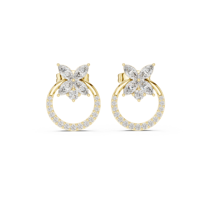 Zelvara Floral Circle Diamond Studs