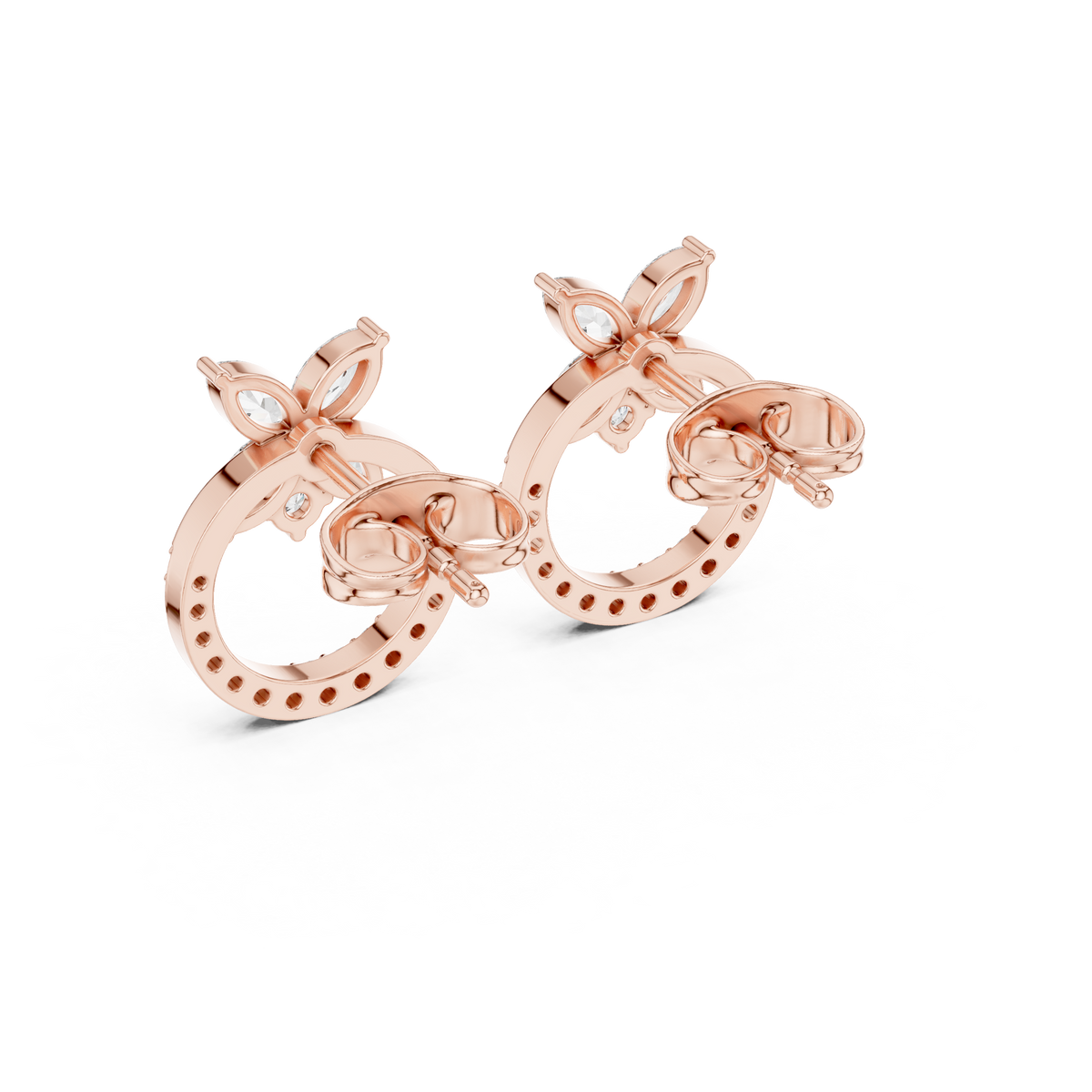 Zelvara Floral Circle Diamond Studs
