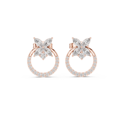 Zelvara Floral Circle Diamond Studs