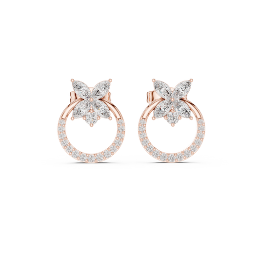 Zelvara Floral Circle Diamond Studs
