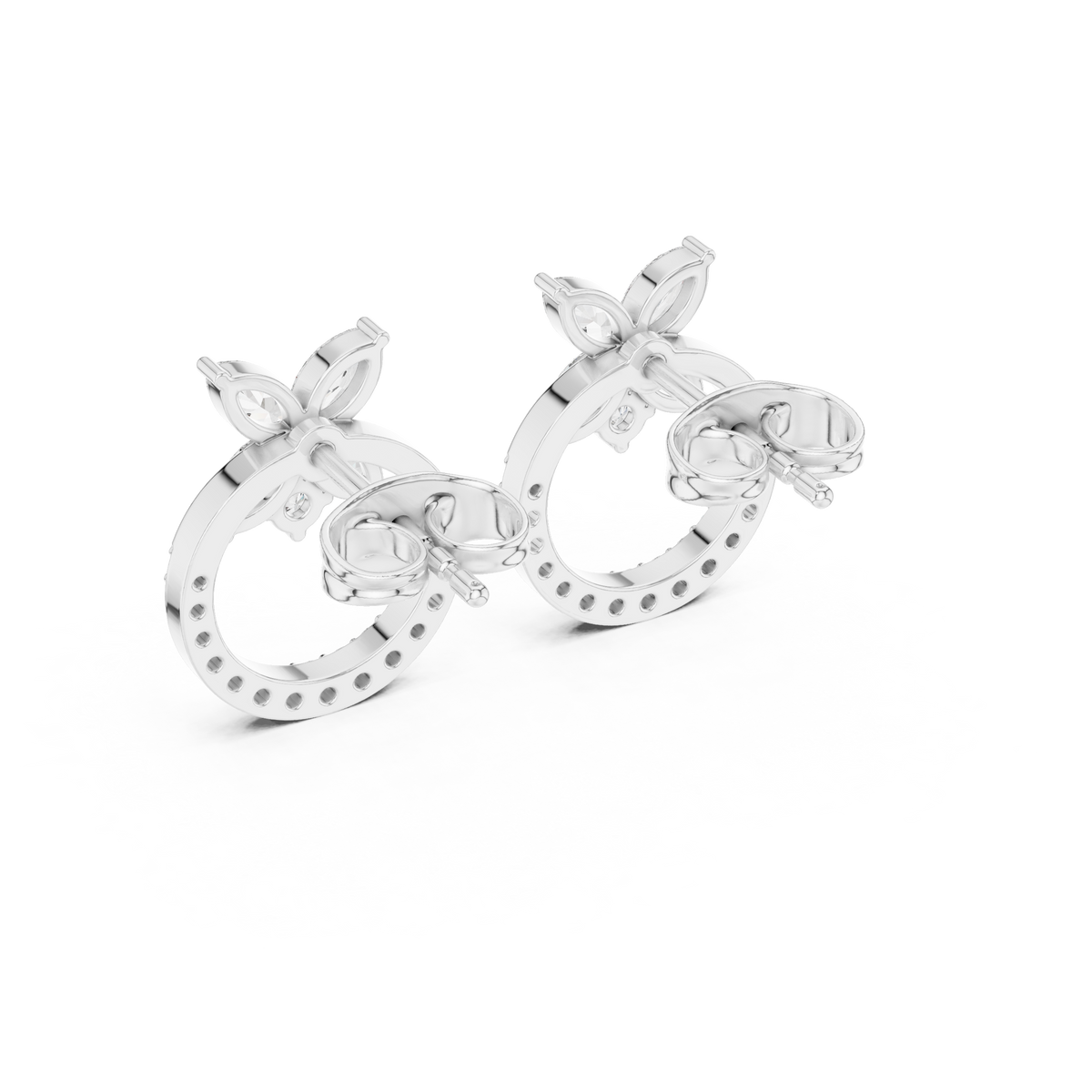 Zelvara Floral Circle Diamond Studs