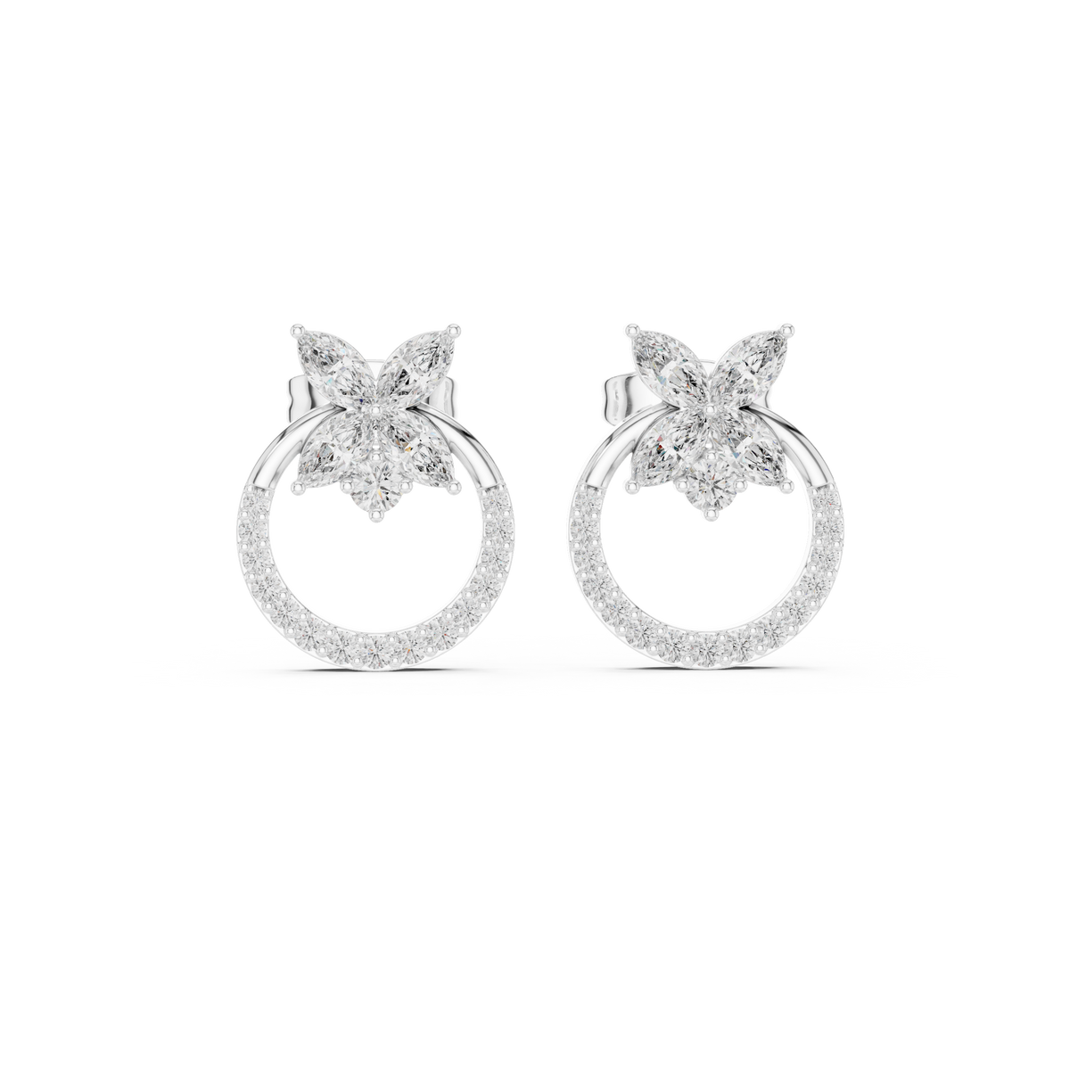 Zelvara Floral Circle Diamond Studs