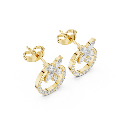 Zelvara Floral Circle Diamond Studs