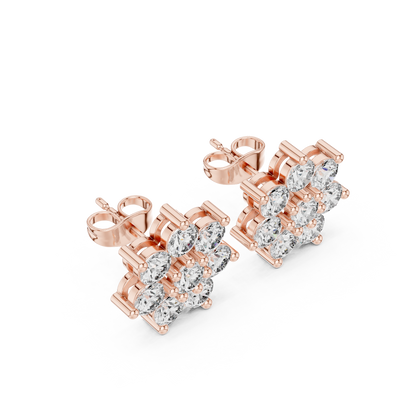 Elvessa Floral Diamond Cluster Studs