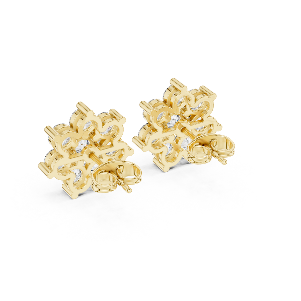 Elvessa Floral Diamond Cluster Studs