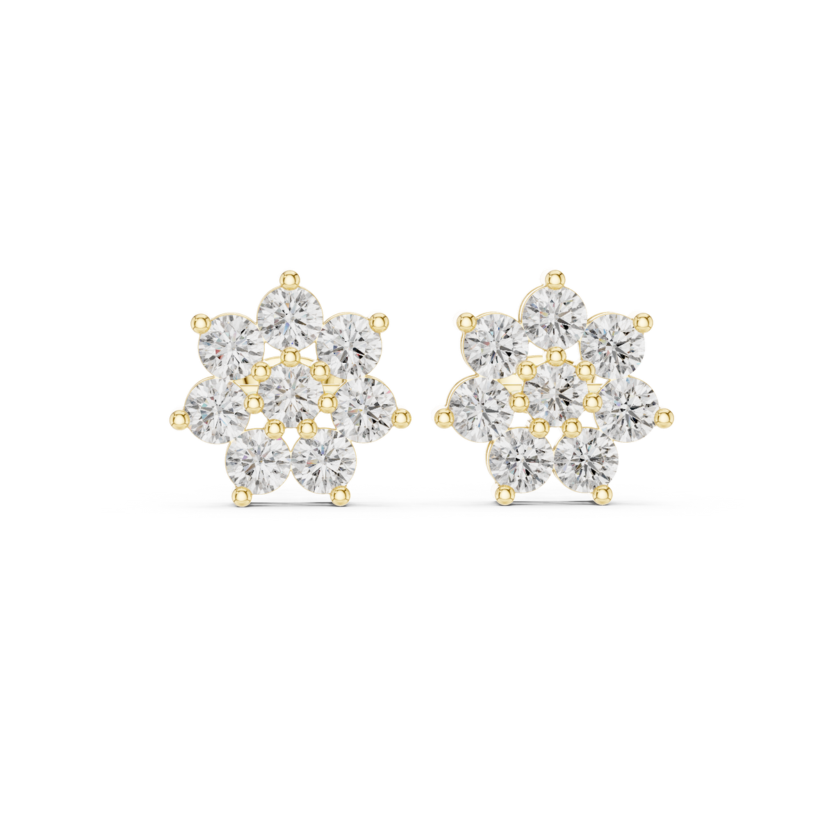 Elvessa Floral Diamond Cluster Studs