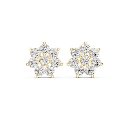 Elvessa Floral Diamond Cluster Studs
