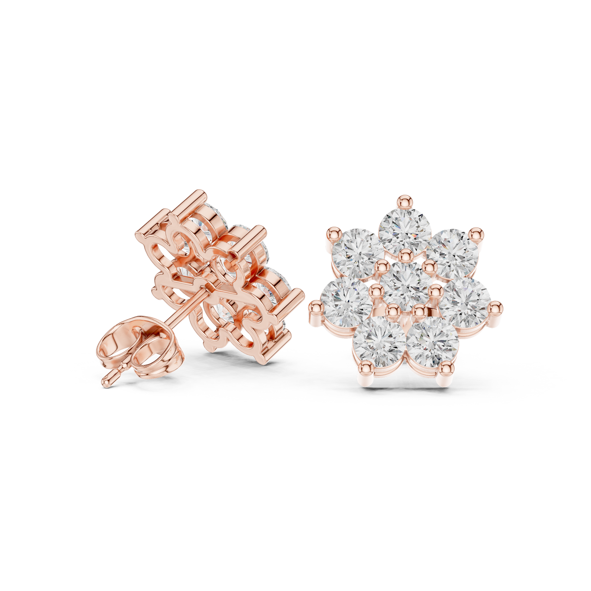 Elvessa Floral Diamond Cluster Studs