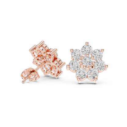 Elvessa Floral Diamond Cluster Studs