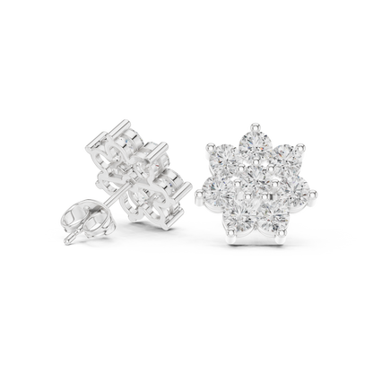 Elvessa Floral Diamond Cluster Studs