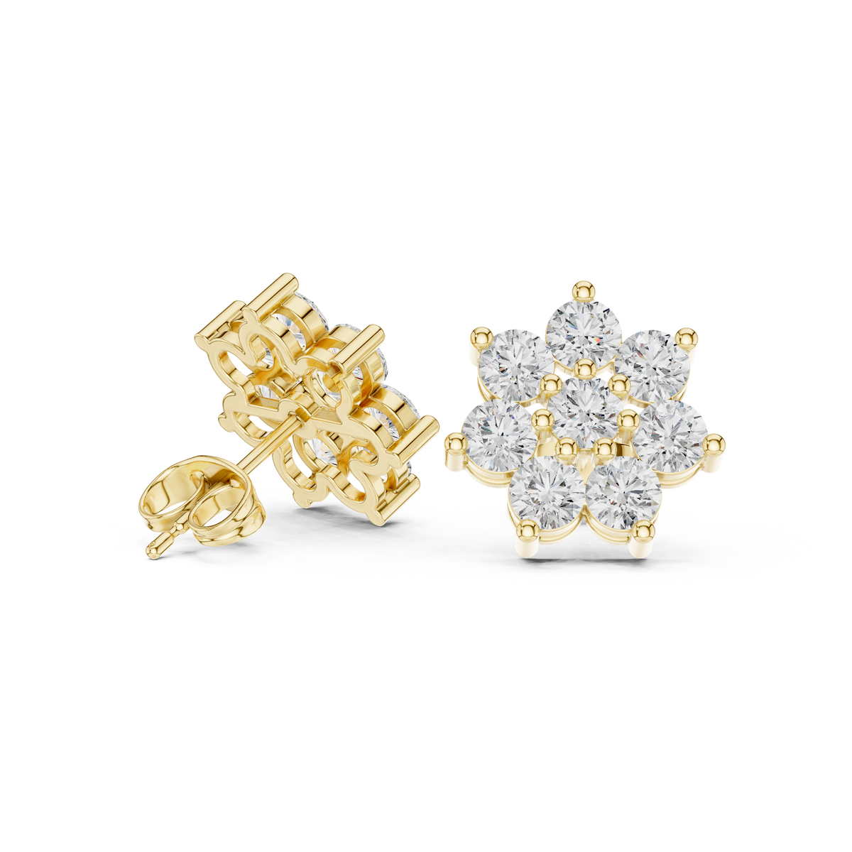 Elvessa Floral Diamond Cluster Studs