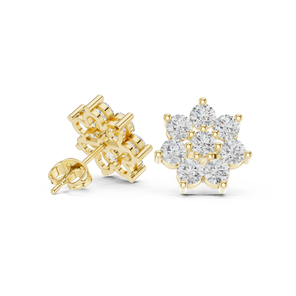 Elvessa Floral Diamond Cluster Studs
