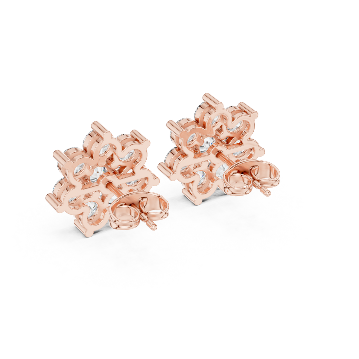 Elvessa Floral Diamond Cluster Studs