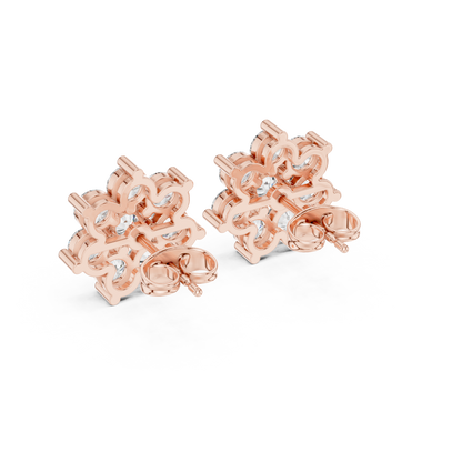 Elvessa Floral Diamond Cluster Studs