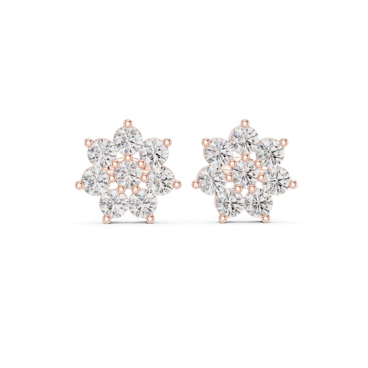 Elvessa Floral Diamond Cluster Studs