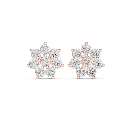 Elvessa Floral Diamond Cluster Studs