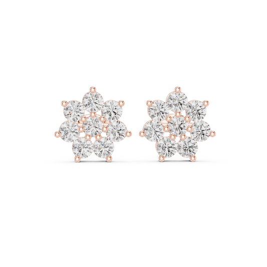 Elvessa Floral Diamond Cluster Studs