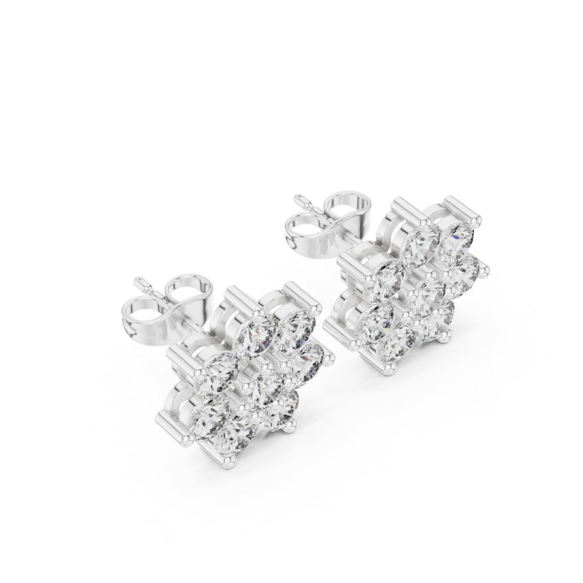 Elvessa Floral Diamond Cluster Studs
