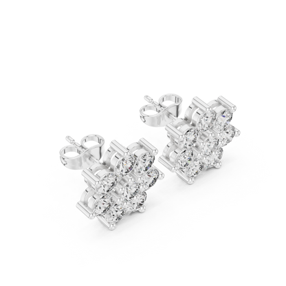 Elvessa Floral Diamond Cluster Studs