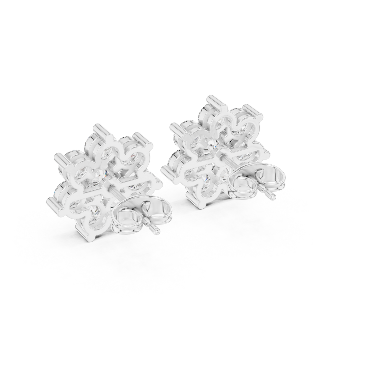Elvessa Floral Diamond Cluster Studs