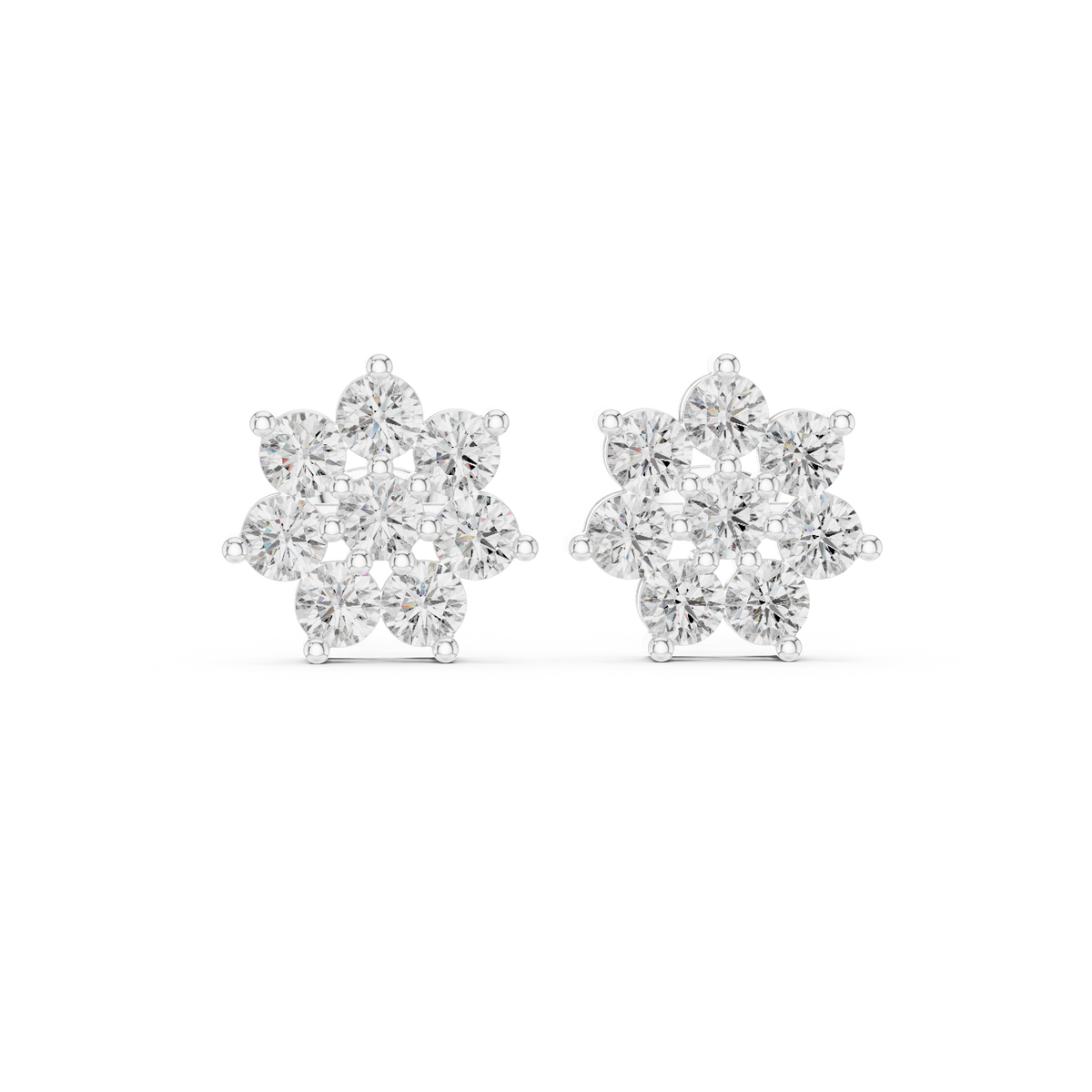 Elvessa Floral Diamond Cluster Studs