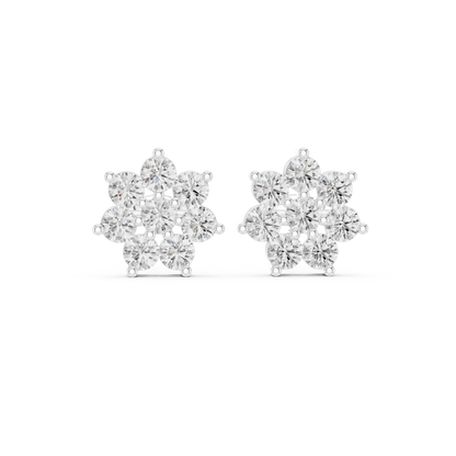 Elvessa Floral Diamond Cluster Studs
