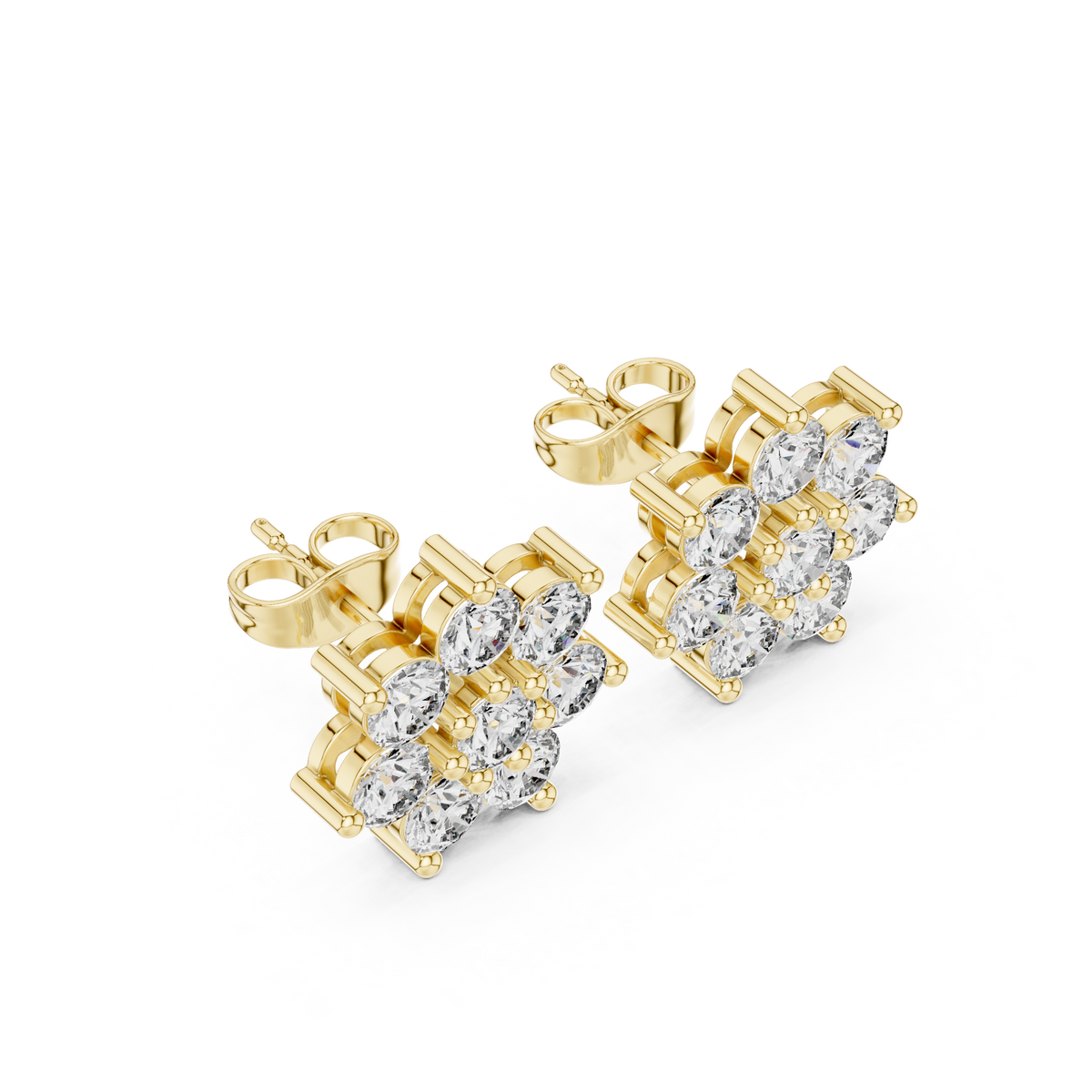 Elvessa Floral Diamond Cluster Studs