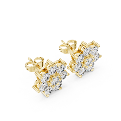 Elvessa Floral Diamond Cluster Studs
