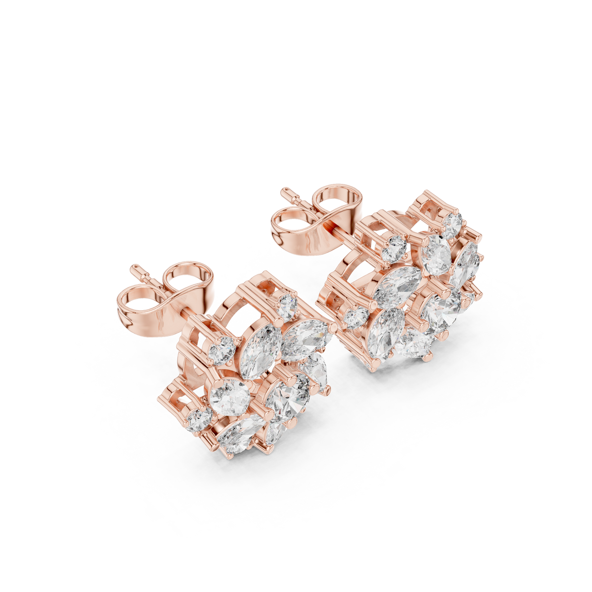 Zeloria Floral Diamond Cluster Studs