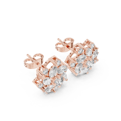 Zeloria Floral Diamond Cluster Studs