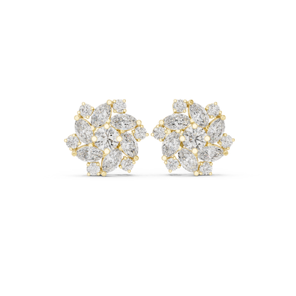 Zeloria Floral Diamond Cluster Studs