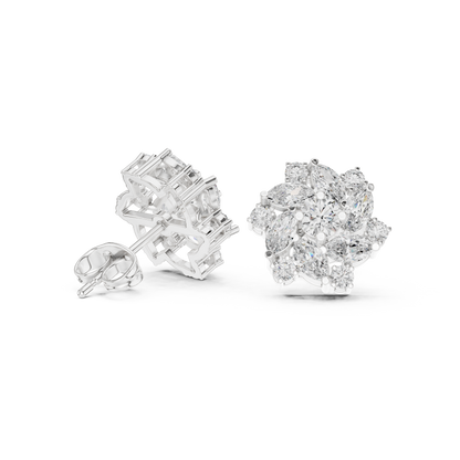 Zeloria Floral Diamond Cluster Studs