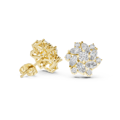 Zeloria Floral Diamond Cluster Studs