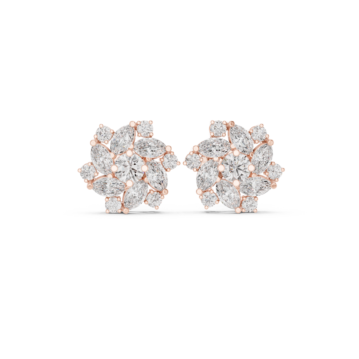 Zeloria Floral Diamond Cluster Studs