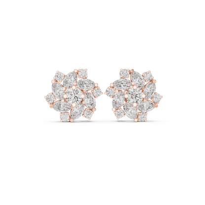 Zeloria Floral Diamond Cluster Studs